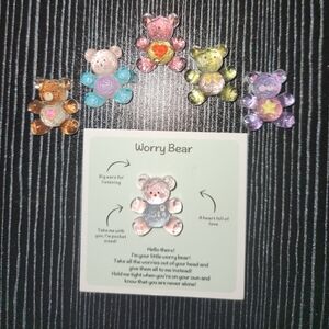 Worry Bear Charm & Inspirational Card.  $5ea